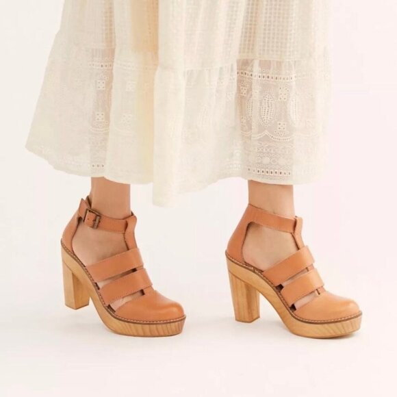 FREE PEOPLE Mix It Up Platform Clog Leather Wood US 7 - Picture 5 of 5